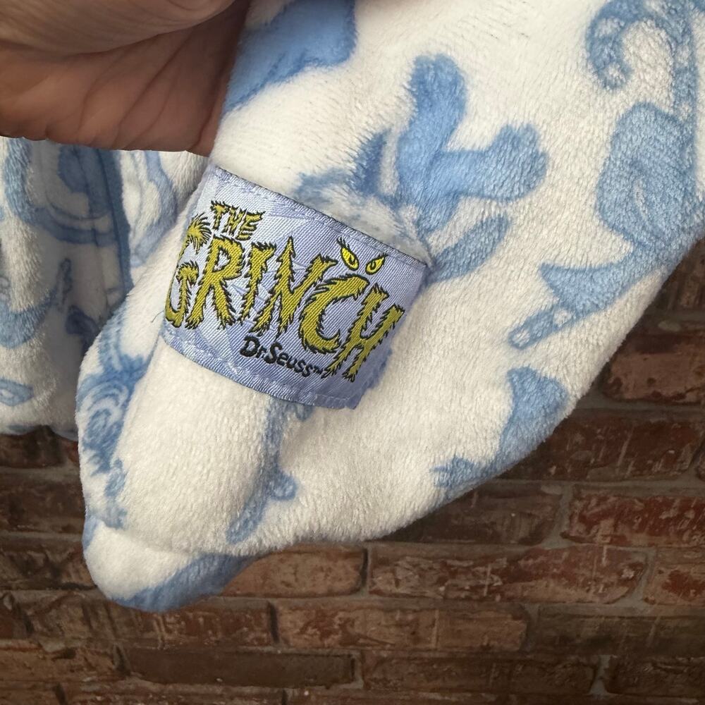 The Grinch Soft Fleece Printed Hoodie Full Zip Size XL Coquette Toile Blue White - Picture 3 of 6